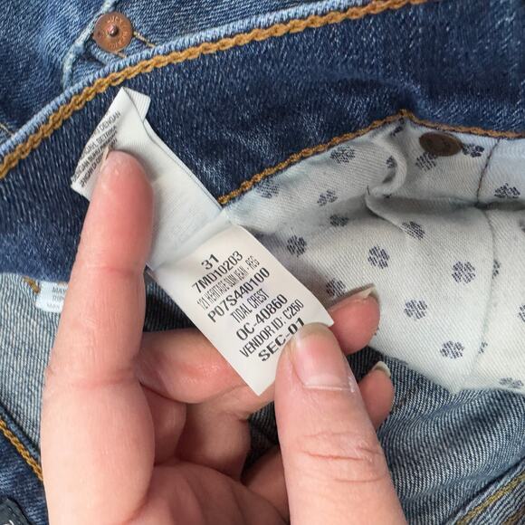 Lucky Brand Jeans Mens 31 x 32 Blue 121 Slim Distressed Denim Cotton - Picture 5 of 9